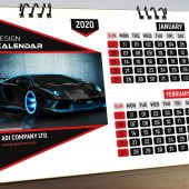 Professional Desk Calendar in Black and Red Free PSD Source