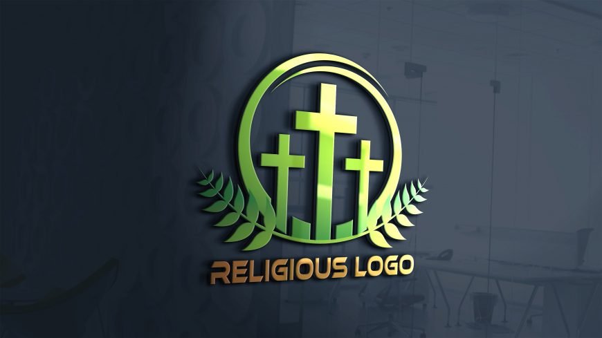 Religious-and-Spirituality-Logo-Template-on-3d-office-wall-scaled