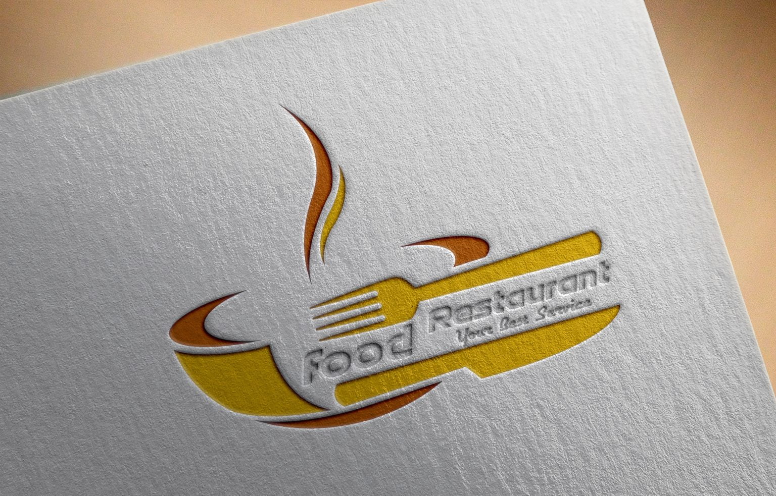 Modern Restaurant Logo Design Free Template Download GraphicsFamily   Restaurant Logo On Paper Mockup 1536x983 