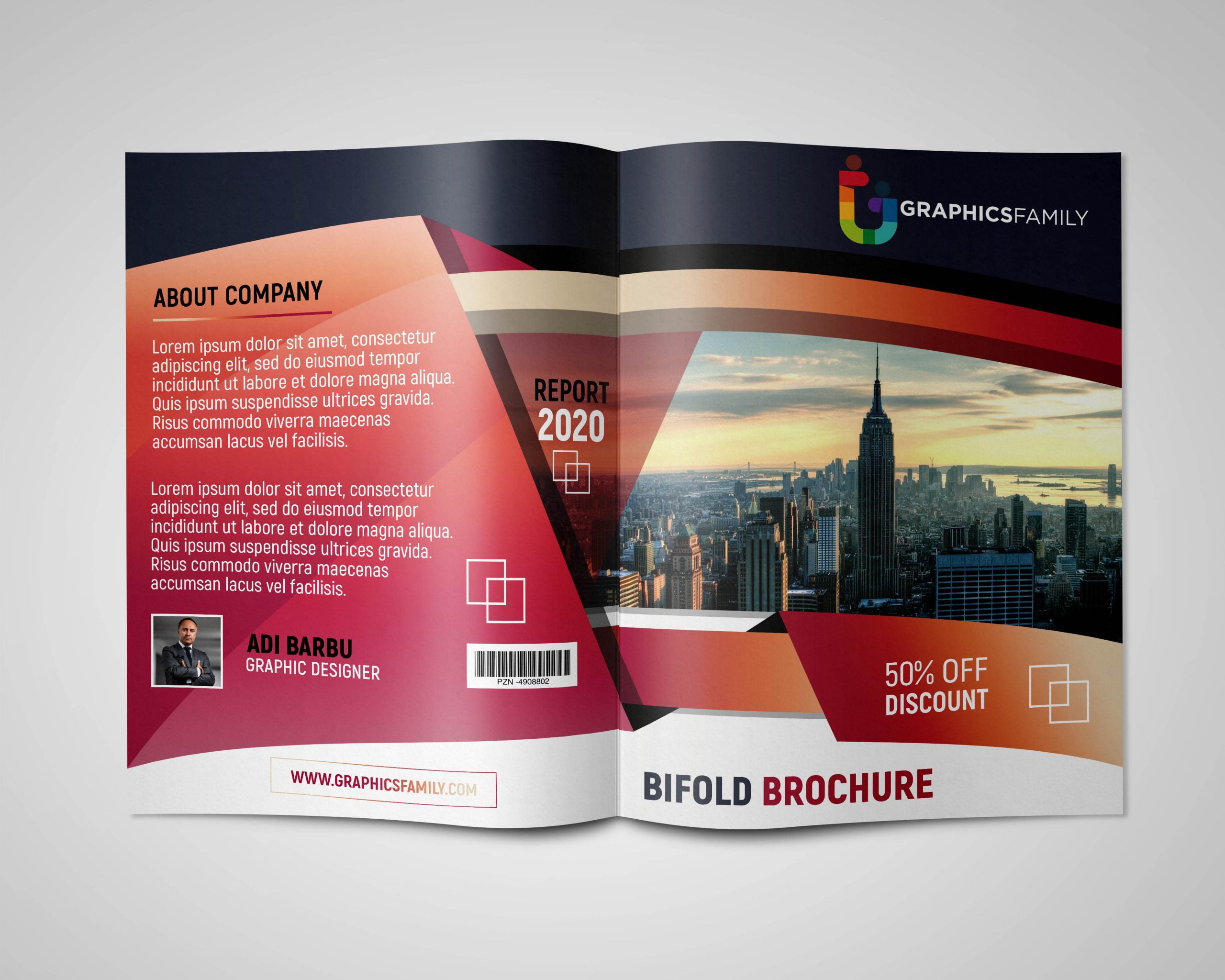 Unique Bi Fold Brochure Design Free psd Template – GraphicsFamily