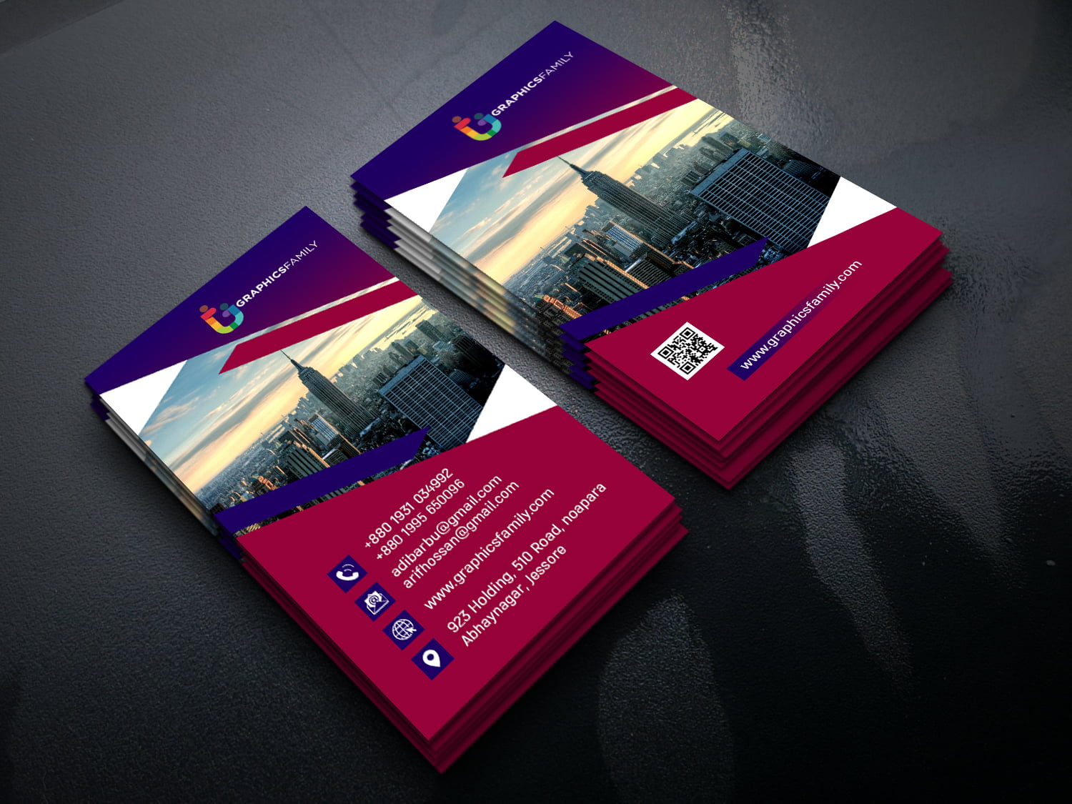 Vertical Business Card Design Presentation
