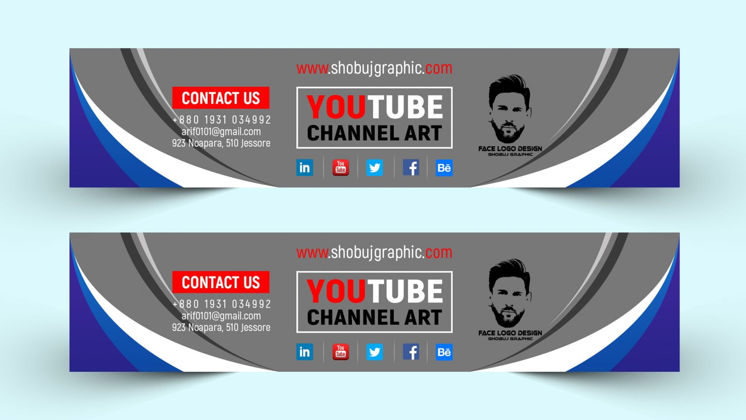 Free YouTube Channel Art Design In Flat Style Template Download ...