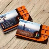 Black and Orange Business Card for Financial Auditor Free PSD