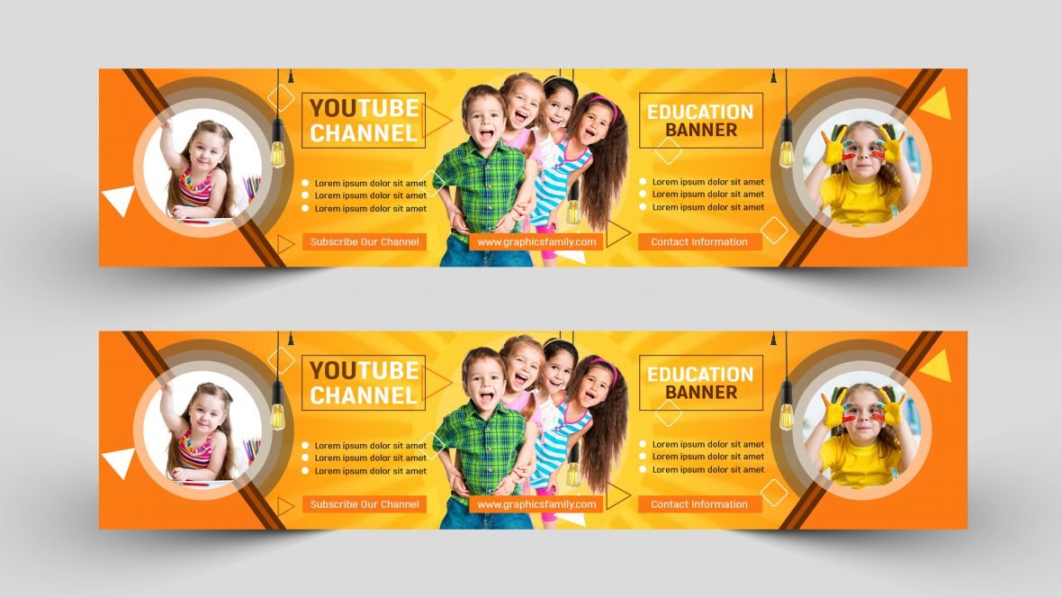 Education & Kids Youtube Banner Design Free Template – GraphicsFamily