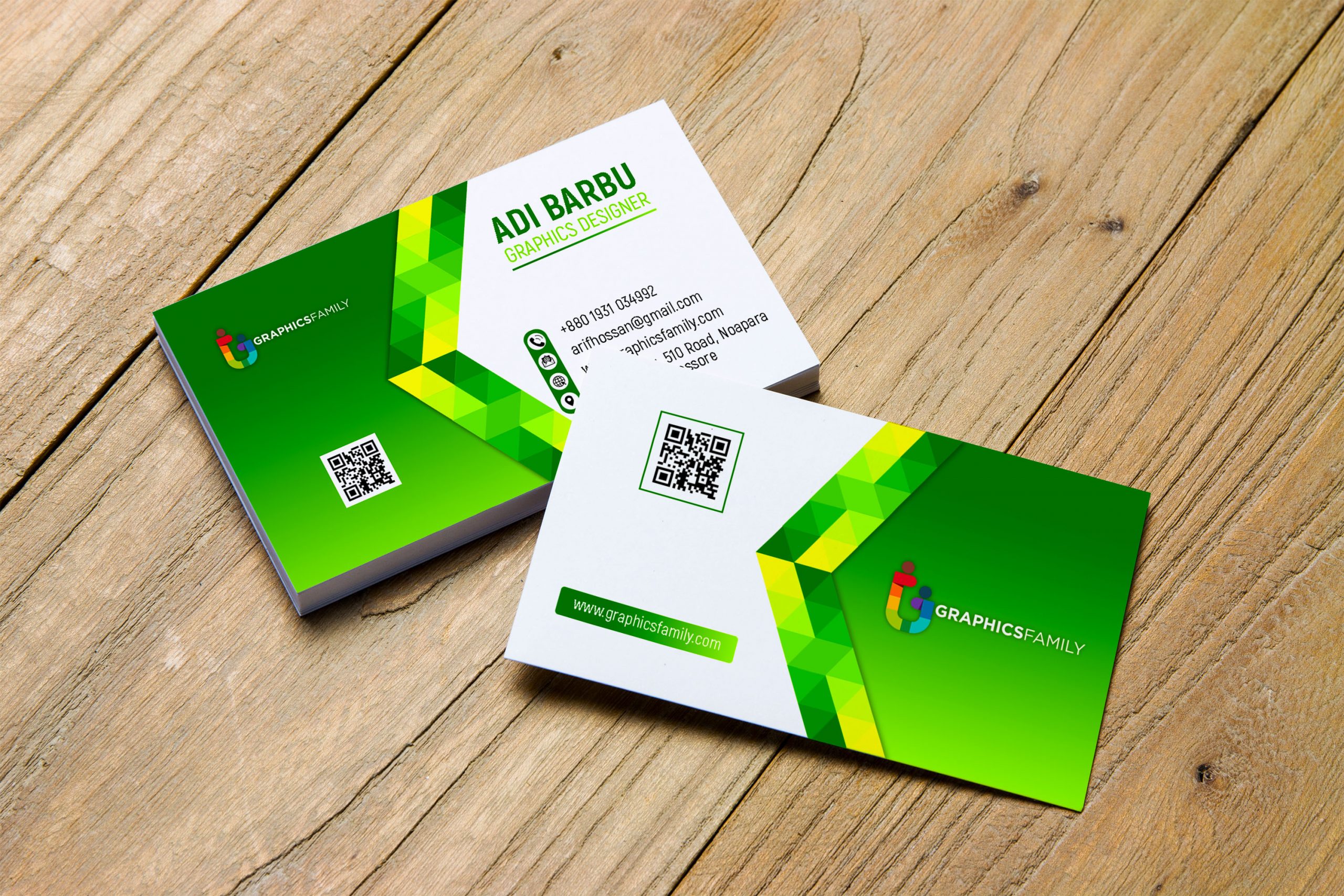 Green Abstract Business Card Free Psd Template
