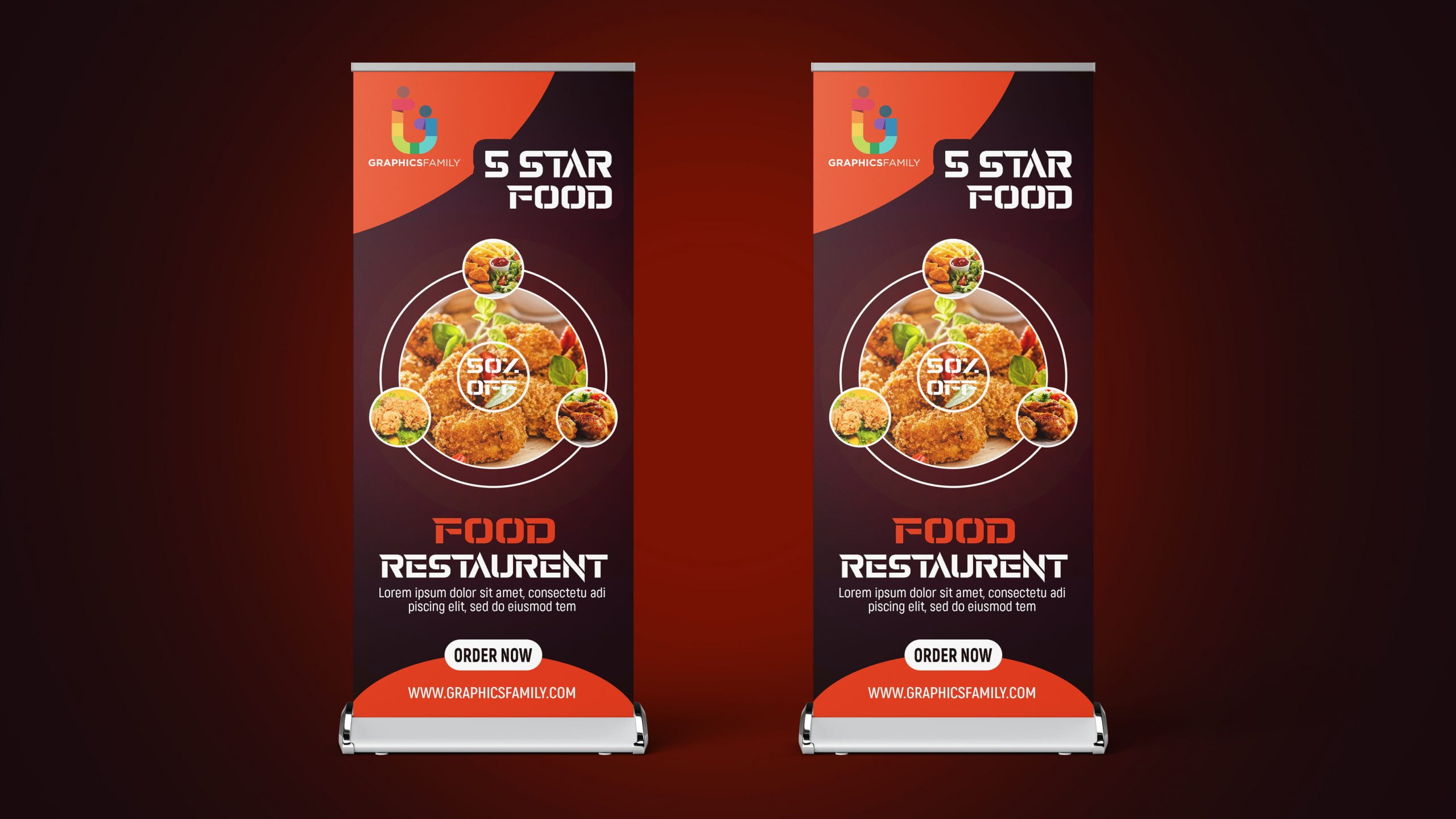 Professional Food Roll Up Banner Design in Template
