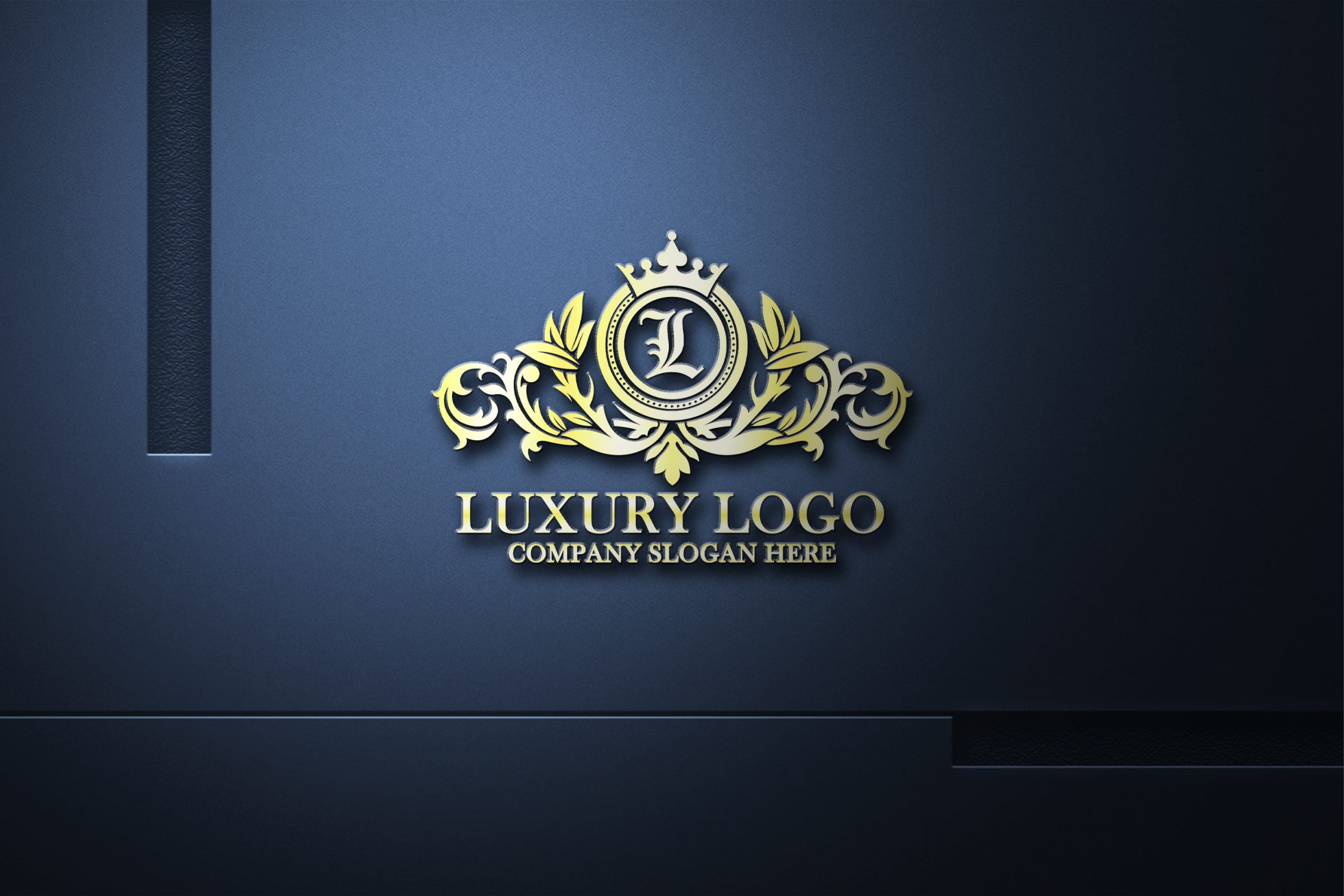 Professional Luxury Logo Design on a dark wall