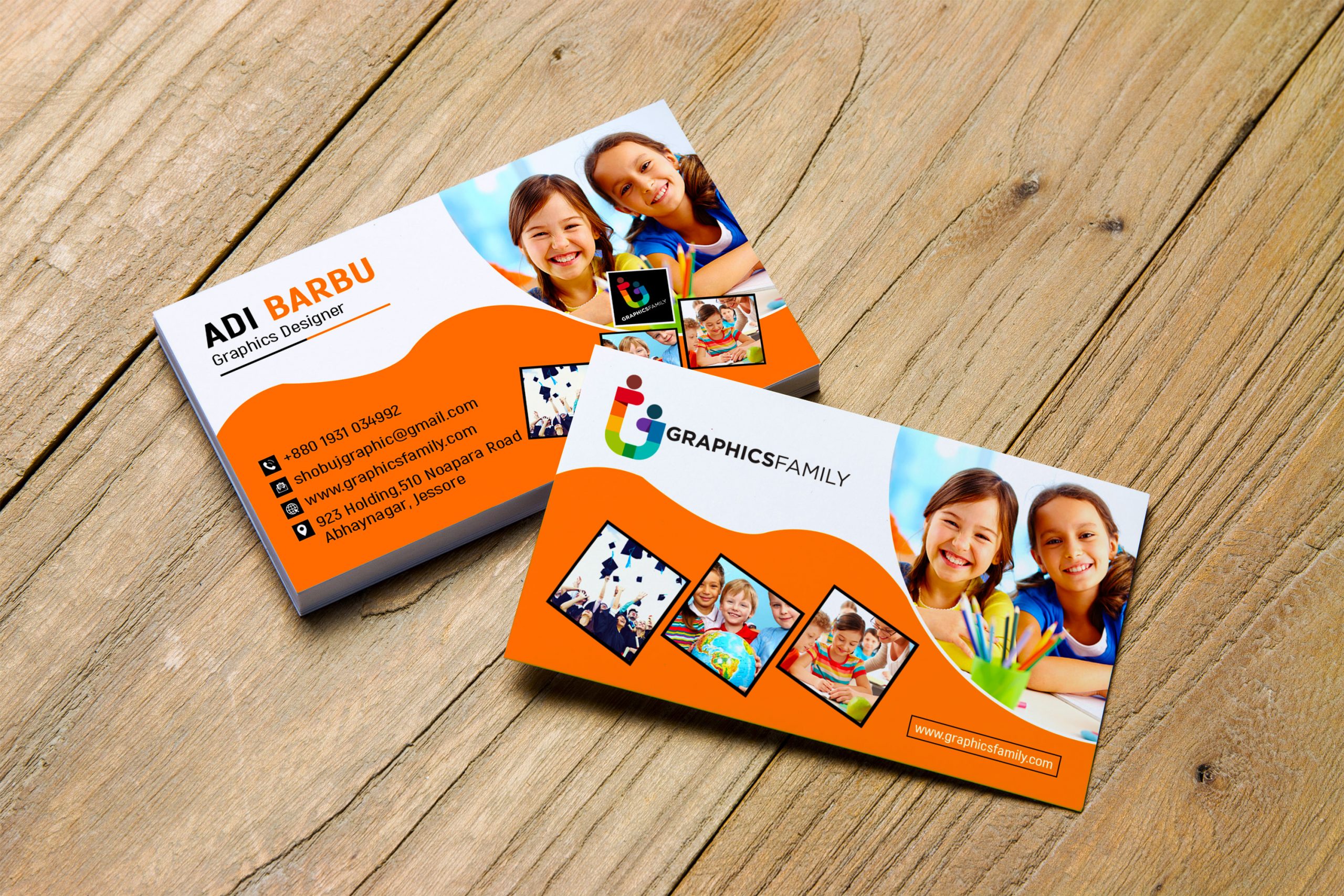 School Business Card Design Free PSD Template - GraphicsFamily