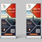 Vertical Business Promotion Roll Up Banner Design Free Template