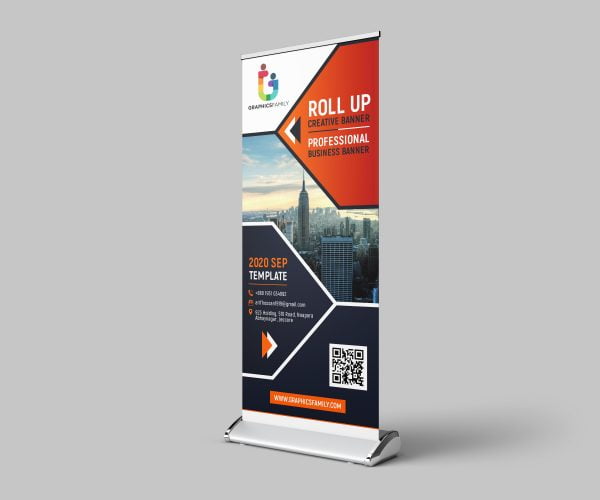 Vertical Business Promotion Roll Up Banner Design Free Template ...