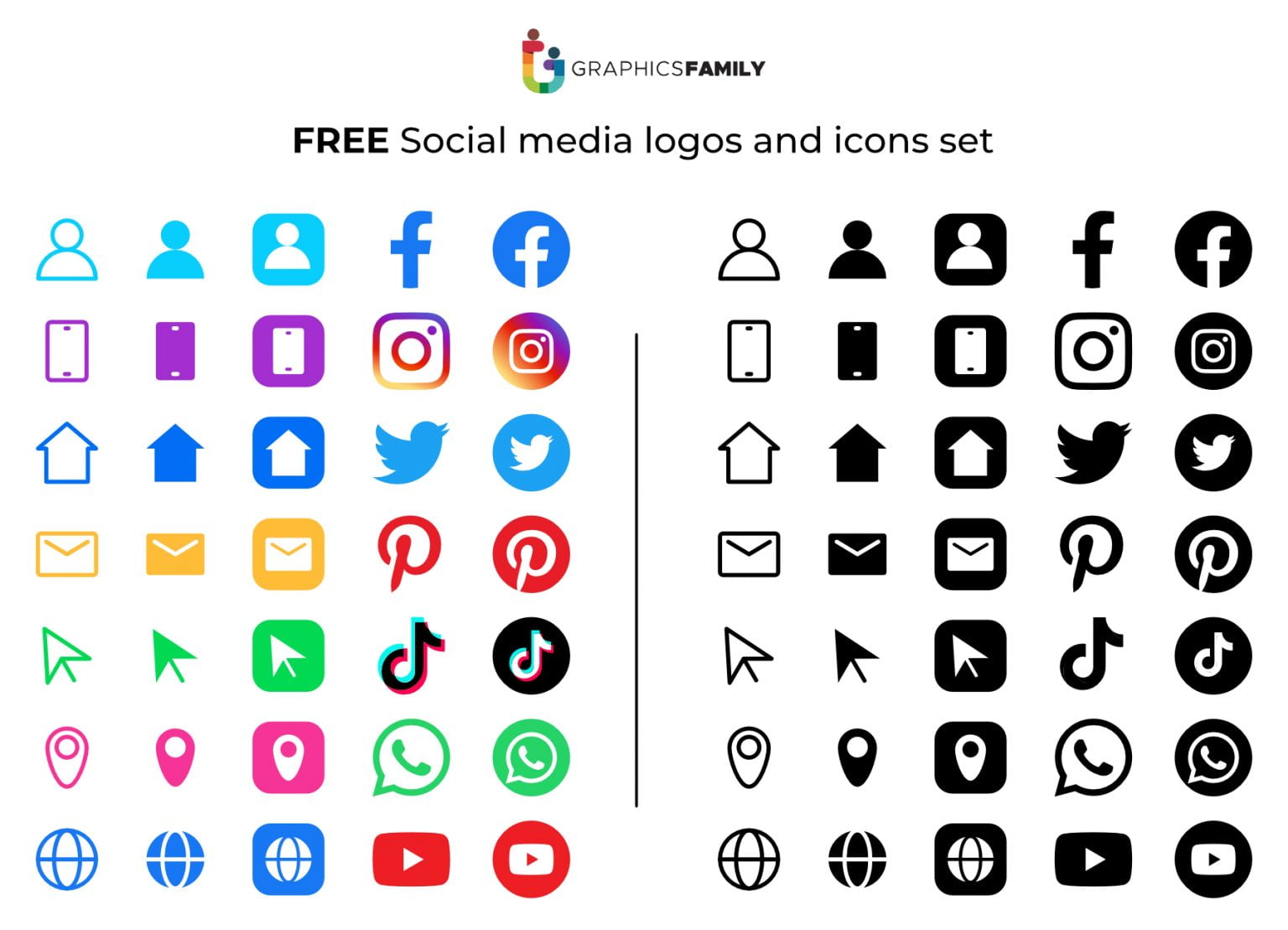 Free Social media logos and icons set GraphicsFamily
