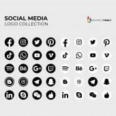 Free Social Media Icons Set Isolated on Gray Background