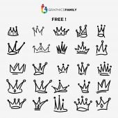 Free Various Crowns Doodle Illustration Vector