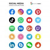 Free Modern Social Media Icon Set in Flat Design