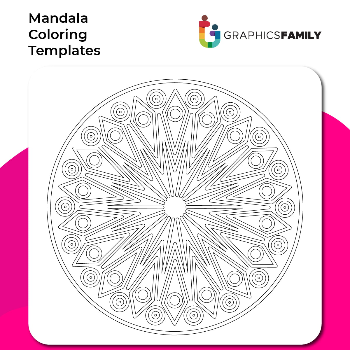 Free Mandala Coloring Template #3 – GraphicsFamily