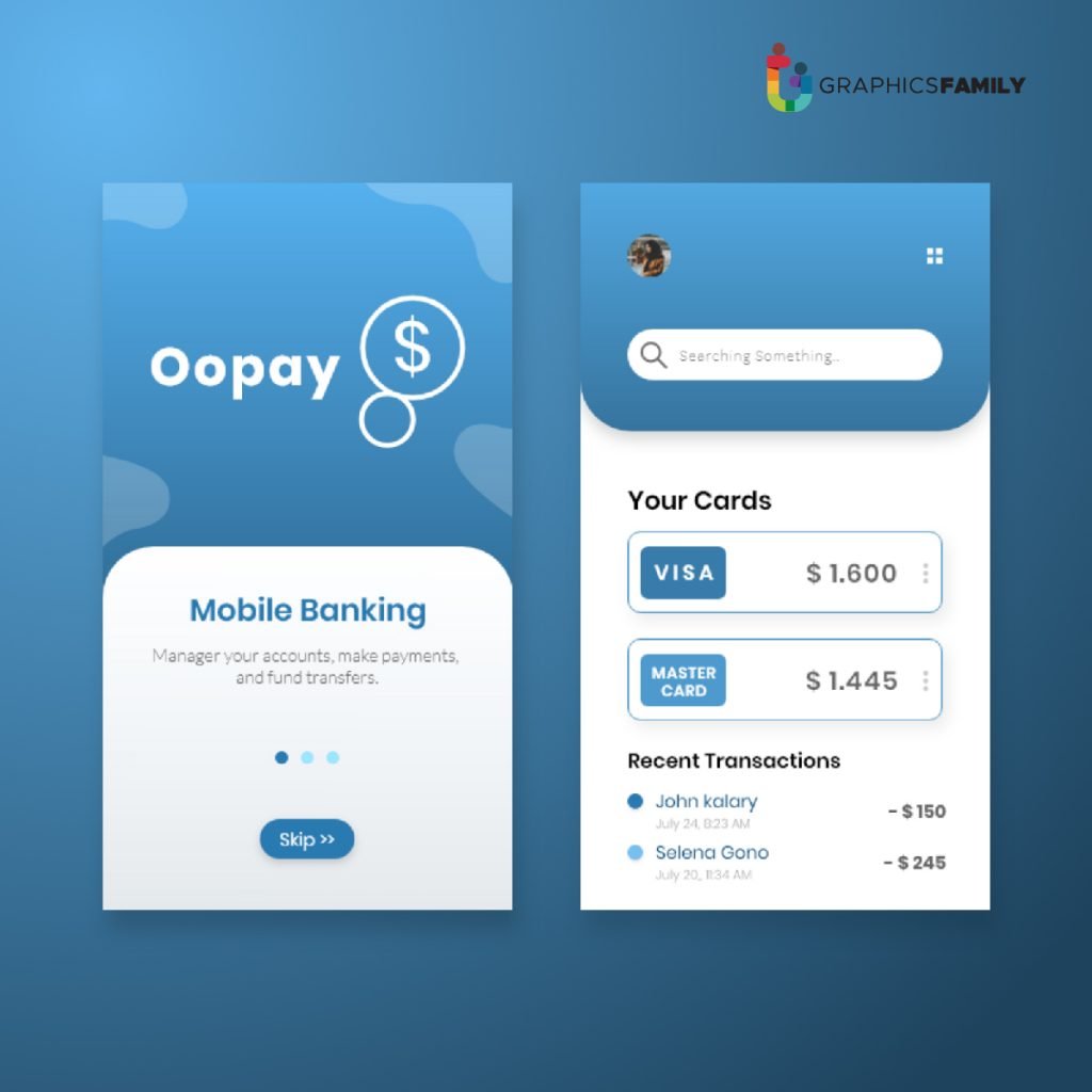 User Interface Design Template for Finance App – GraphicsFamily