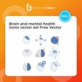 Brain and mental health icons vector set Free Vector