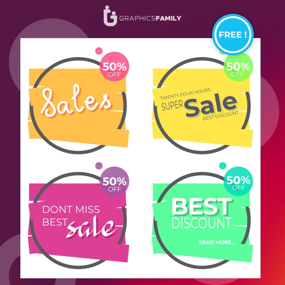 Free Colorful Sale Banner Collection