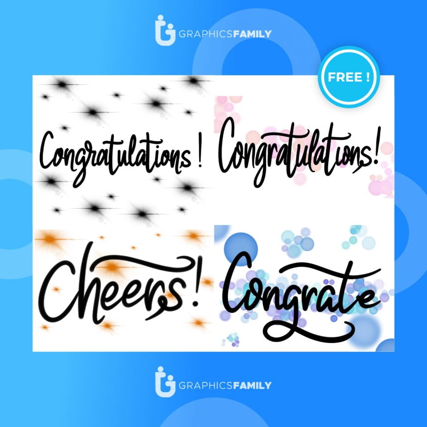 Congrats lettering. congratulation text labels, cheers sign decorated with golden burst and stars and congratulations