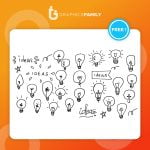 Creativity ideas light bulbs doodle collection vector Free Vector