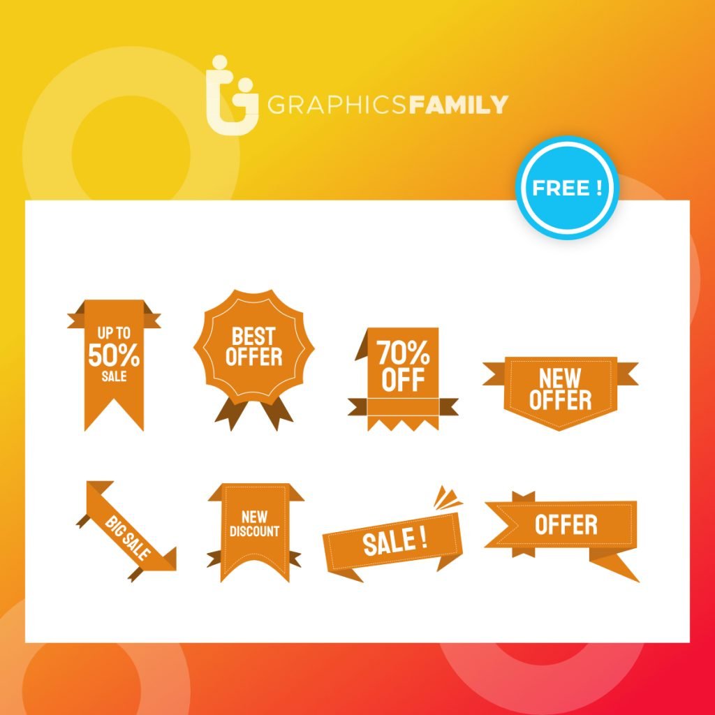 🛍️ Free Different sale green ribbons flat icon set. price badges ...