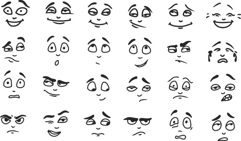 Free Facial expression illustration set – GraphicsFamily