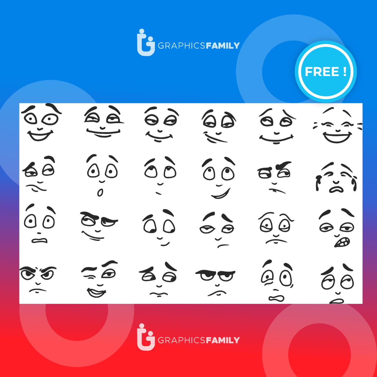 Cartoon face expressions, vector