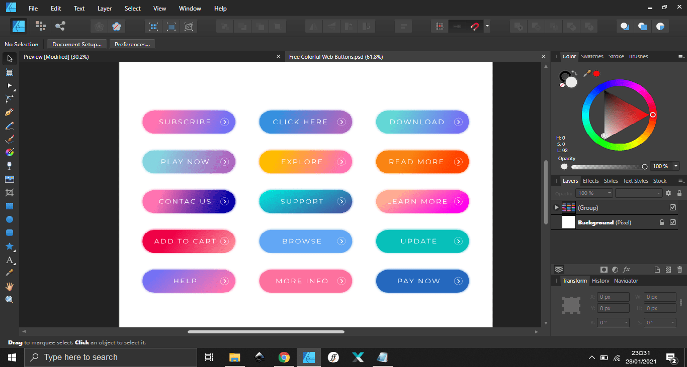 Free Colorful Web Buttons