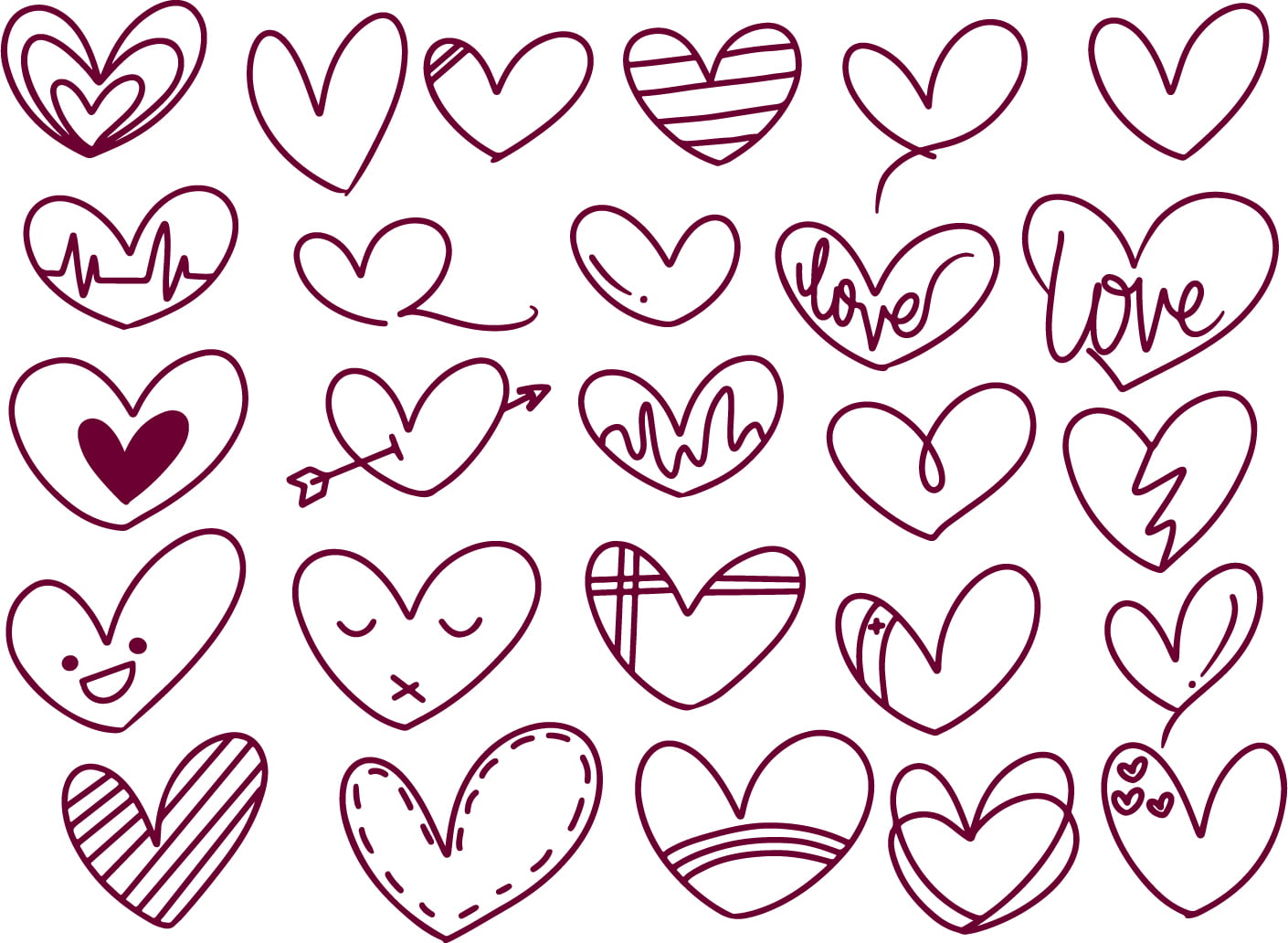 Free Vector Illustration of Doodle Shape, Valentine's Special Love