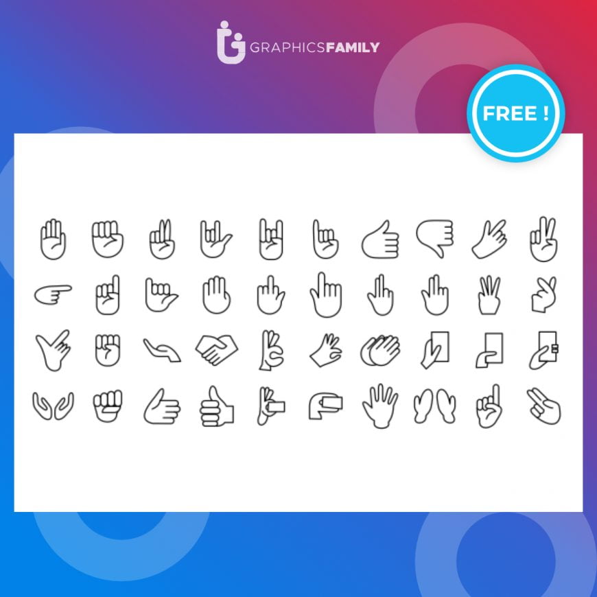 Hand gestures line icon set
