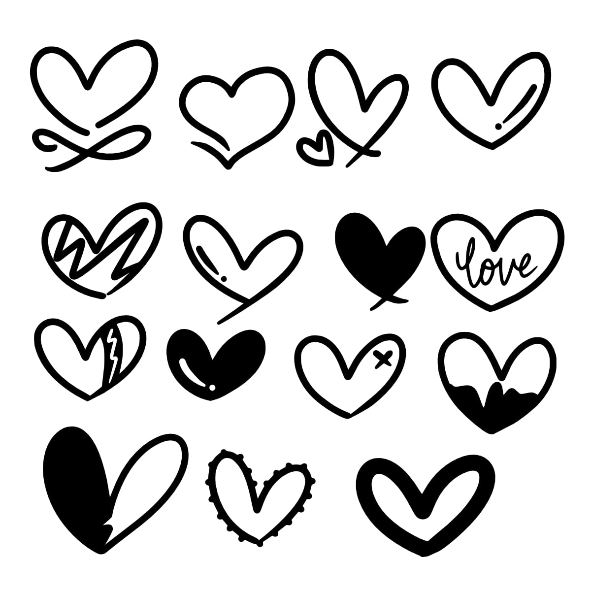 Love hearts flourish. heart shape flourishes, ornate hand drawn romantic hearts and valentines day symbol