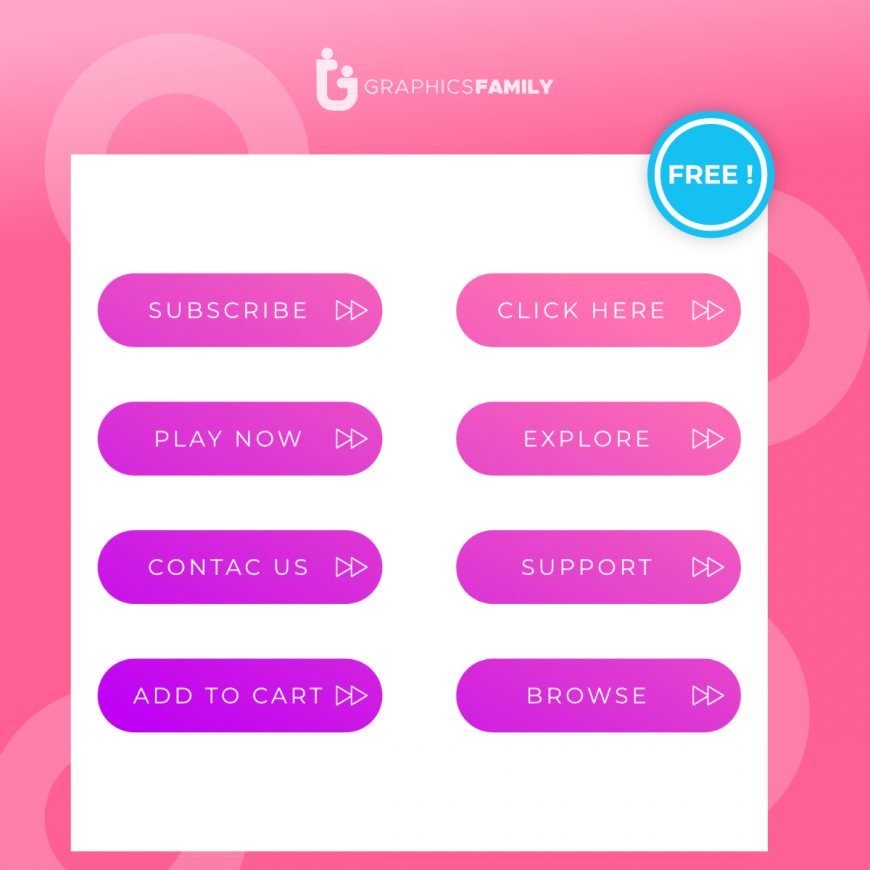 Free Pack of modern style buttons for mobile app, website design, banners or social media posts