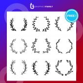 Free Various round floral and laurel frames set