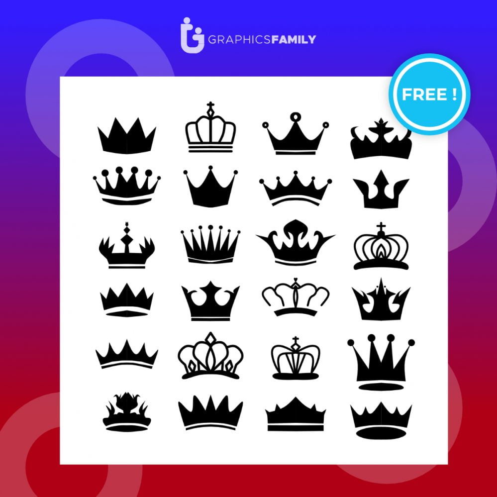 Royal crown silhouette. king crowns, majestic coronet and luxury tiara silhouettes set