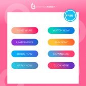 Free Set of Modern Material style buttons mobile app infographic different gradient colors