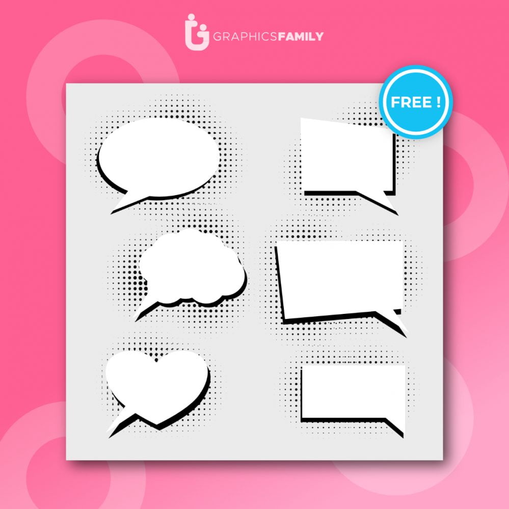 Speech bubbles with halftone dots
