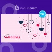 Free Stylish Hanging Hearts Background for Valentines Day