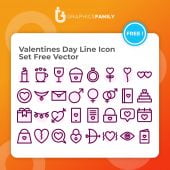 Valentines Day Line Icon Set Free Vector