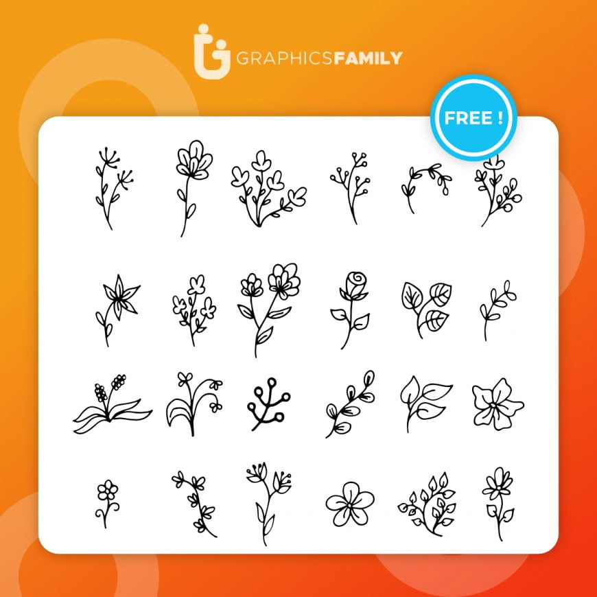 Various flowers doodle collection vector Free Vector