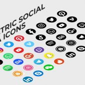 Isometric style social media icons