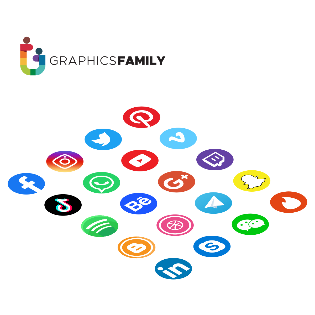 Isometric style social media icons