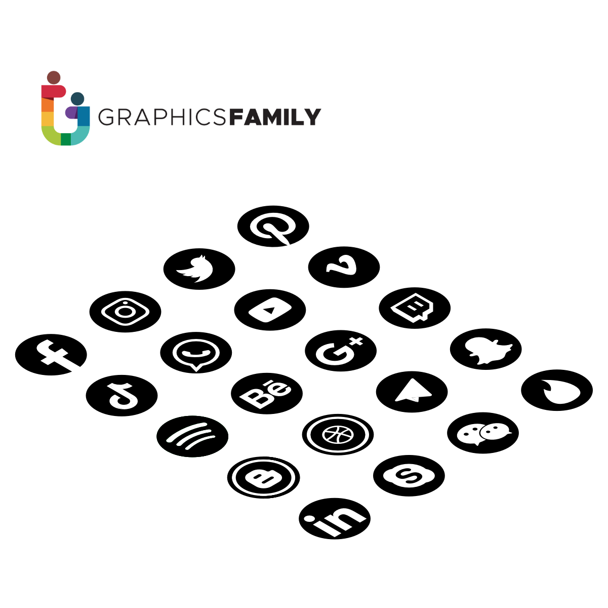Isometric style social media icons