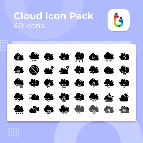 40 Cloud Icon Pack – GraphicsFamily