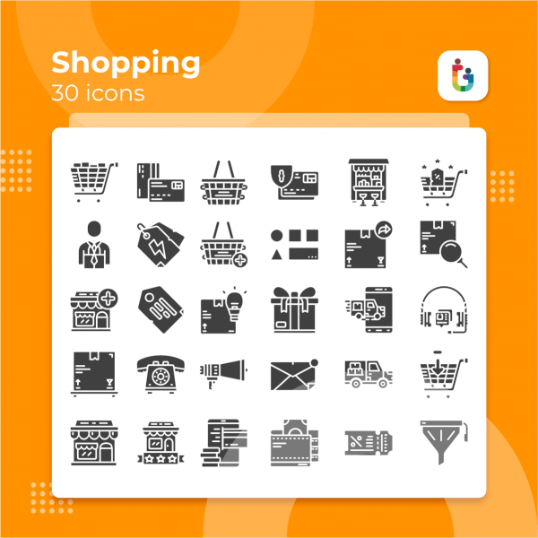 30 Shopping Concept Icons – GraphicsFamily