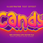 Glowing Candy Text Effects Editable