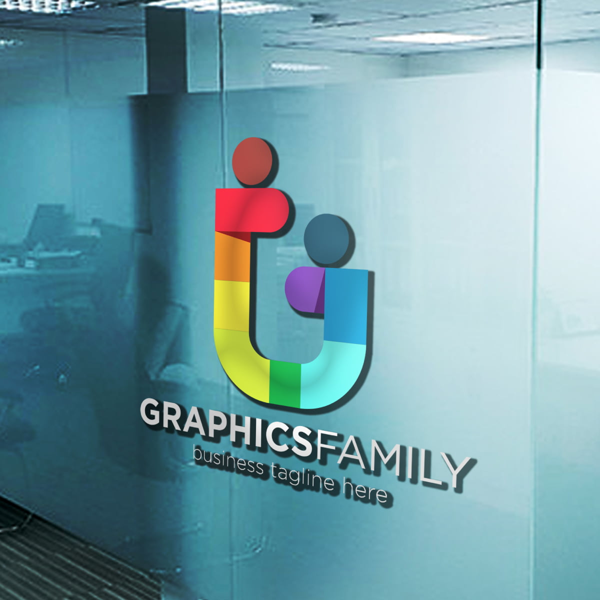 3d glass window logo mockup template free - hongenuine