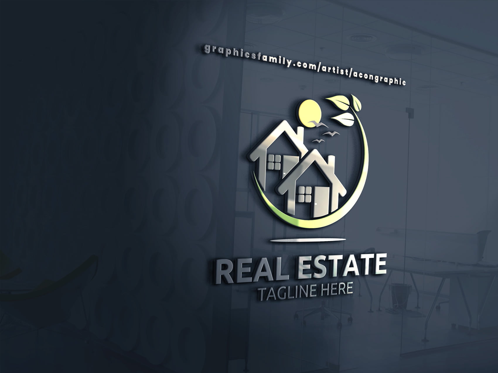 3d-glass-window-logo-real-estate-company