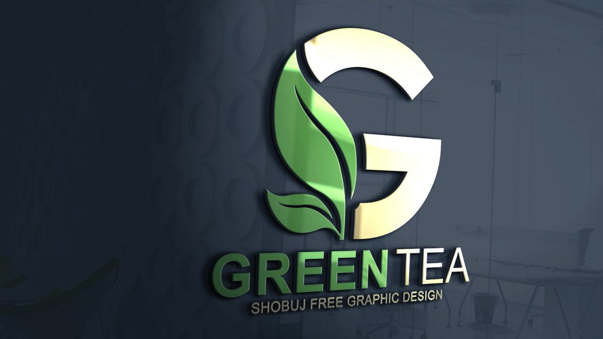 Green Tea Vector Logo Design free mockup