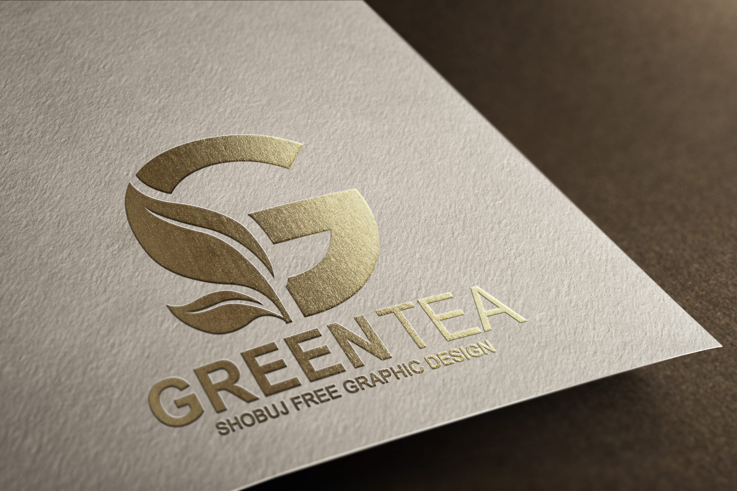 Green Tea Vector Logo Design paper effect mockup