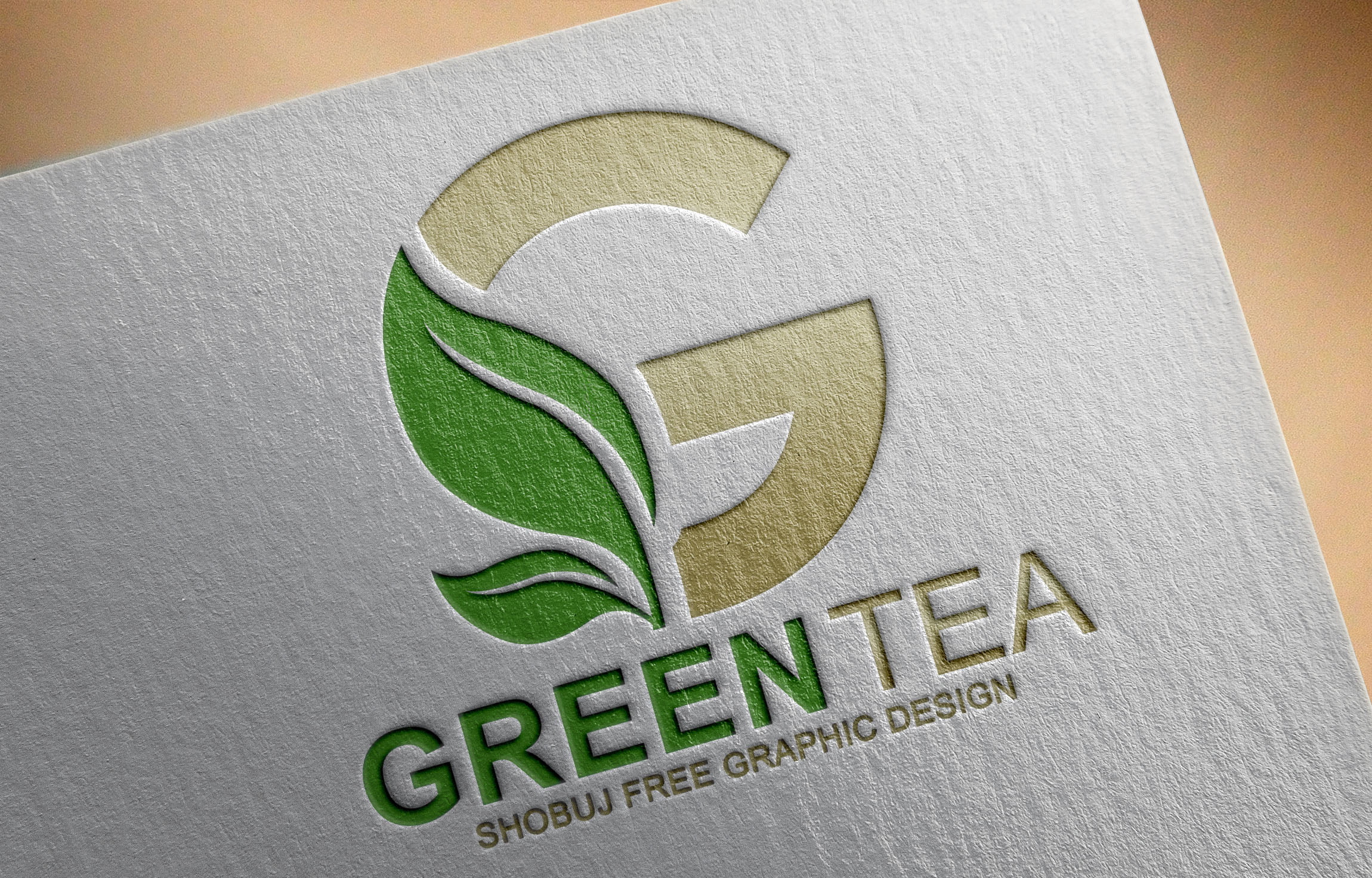 Green Tea Vector Logo Design paper effect